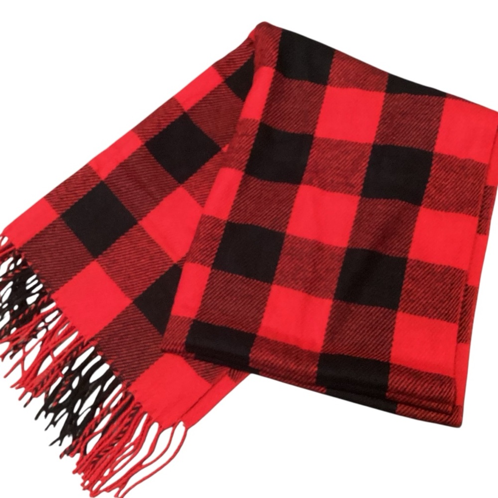 Red & Black Buffalo Plaid Soft Lightweight Blanket Scarf